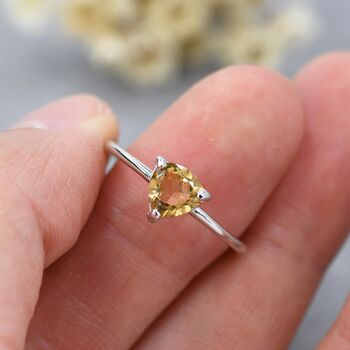 Genuine Yellow Citrine Ring In Sterling Silver, Us Five Eight, 7 of 11
