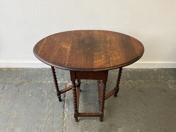 Edwardian Oak Drop Leaf Side Table, 8 of 9