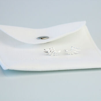 Sterling Silver Feather Angel Wing Stud Earrings, 5 of 5