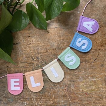 Scallop Pastel Bunting Personalised Name Garland, 9 of 10