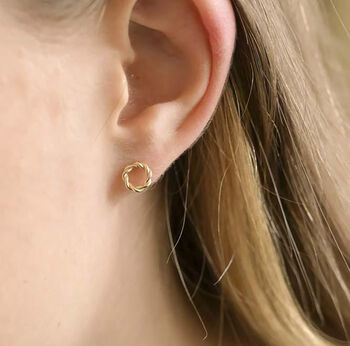 9ct Solid Gold Twisted Circle Studs, 2 of 5