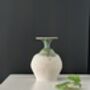 Handmade Porcelain Vase Textured White Lava Body With Glossy Green Glazed Neck, thumbnail 2 of 4