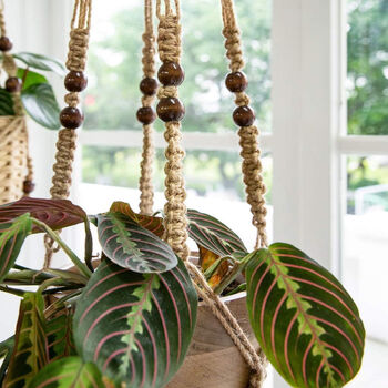 Jute Rope Hanging Planter With Beads 89cm, 4 of 4
