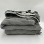 Izmir Flannel Luxury Blanket Oyster Grey And Ecru, thumbnail 9 of 9