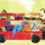 'London Zoo' Original Screen Print Animals Red Bus, thumbnail 2 of 2