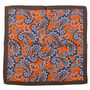 Dark Orange Large Paisley Silk Pocket Square, thumbnail 1 of 4