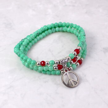 Beaded Wrap Bracelet With Peace Charm, 6 of 6