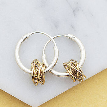 Sterling Silver Nest Huggie Hoop Earrings, 3 of 5