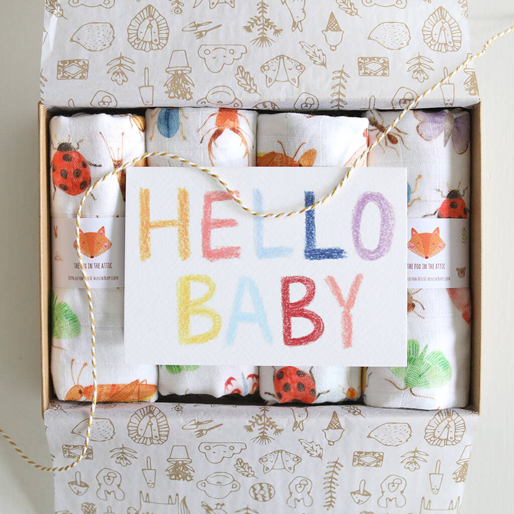 Image of Baby Gift Box Four Muslin Squares