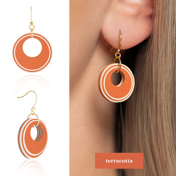 Sustainable Circular Earrings • Gold Plated Sterling Silver Hooks • Available In Five Colours, 5 of 8