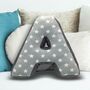 Grey Letter Fabric Cushions, thumbnail 2 of 3