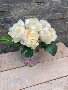 Cream Peony Artificial Silk Flower Arrangement Mothers Day Gift, 5 of 6