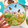Bees And Wildflower Meadow Embroidery Kit, thumbnail 1 of 9