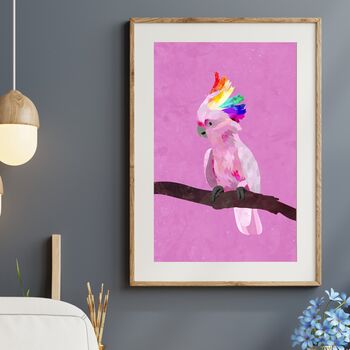 Pink Pride Gala Cockatoo Bird Wall Art Print, 2 of 3