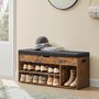 Shoe Bench With Cushion Hidden Storage Shelves, thumbnail 1 of 12