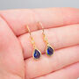 Sapphire Blue Long Teardrop Hook Earrings, thumbnail 3 of 5