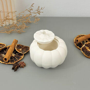 Handmade White Pumpkin Trinket Dish Autumn Decor, 7 of 10