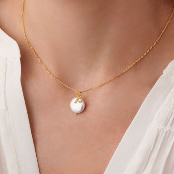 Diamond Initial Necklace And Cream Freshwater Pearl, 6 of 7