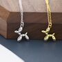 Tiny Balloon Dog Pendant Necklace In Sterling Silver, thumbnail 7 of 11