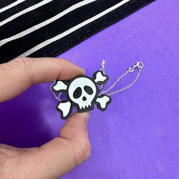 Gothic Fashion Skull And Crossbones Necklace, 2 of 3