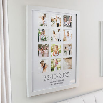 Personalised Special Date White Multi Photo Frame Wedding Gift, 3 of 5