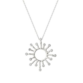 Sun Sunburst Molten Sterling Silver Pendant Necklace, 6 of 10