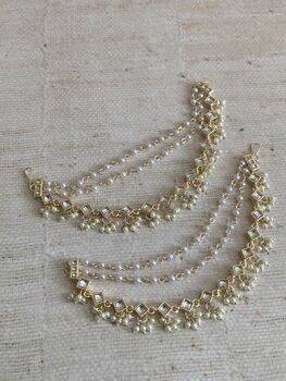Gold Plated Pearl Ear Chains/Kaan Chain, 3 of 5