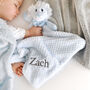 Personalised Blue Waffle Blanket And Lion Comforter Set, thumbnail 5 of 8