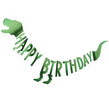 Green Dinosaur Happy Birthday Party Bunting, 2 of 3