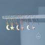 Asymmetric Moon And Star Dangle Drop Hook Earrings In Sterling Silver, thumbnail 5 of 12