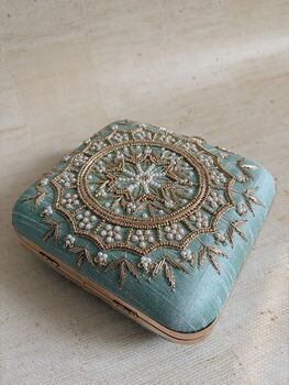 Green Mandala Design Square Clutch, 7 of 12