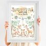 Personalised Keepsake Birth Print Forest Animals, thumbnail 1 of 5