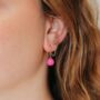 Hot Pink Chalcedony Isla Drop Earrings, thumbnail 1 of 3