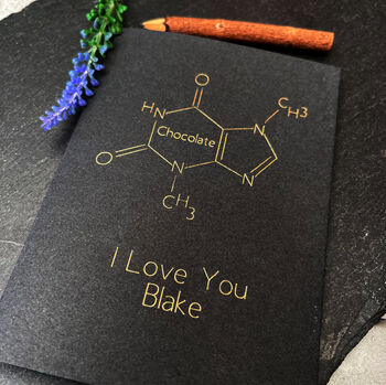Personalised Chocolate Molecule Chemistry Card, 6 of 12