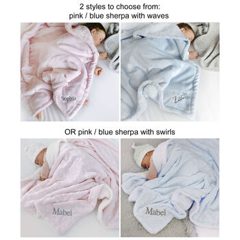 Personalised Twins Sherpa Baby Blankets Set Of Two, 2 of 12