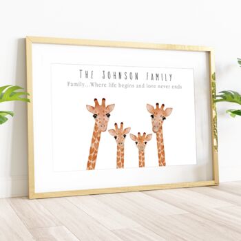 Personalised Family Giraffe Print, 3 of 6