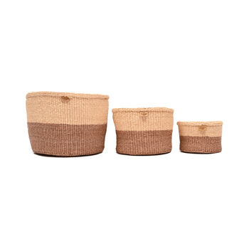 Taifa: Brown And Sand Duo Colour Block Woven Basket, 2 of 8