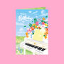 Piano And Flowers 3D Pop Up Birthday Card, thumbnail 3 of 4