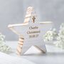 Personalised Christening Wooden Star With Cross, thumbnail 2 of 6