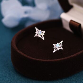 North Star Opal Stud Earrings In Sterling Silver, 2 of 11