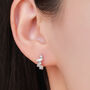 Baguette Cz Cluster Huggie Hoop In Sterling Silver, thumbnail 1 of 12