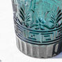Set Of Two Teal Art Deco Glass Tea Light Holders, thumbnail 4 of 4