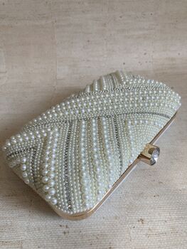 Pearl Cream Rectangular Handcrafted Clutch Bag, 3 of 10