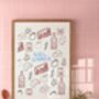 Girl Dinner | Pink Colourful Relatable Kitchen Print, thumbnail 1 of 2