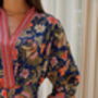 Navy Blue Silky Kimono Robe, thumbnail 4 of 5