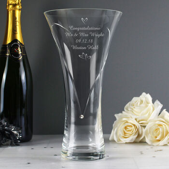 Personalised Hearts Swarovski Hand Cut Glass Vase, 2 of 5