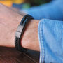 Men's Personalised Leather And Black Clasp Bracelet, thumbnail 2 of 8