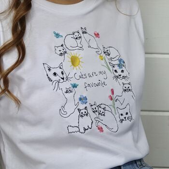Embroidered Spring Cats Are My Favourite T Shirt, 4 of 4