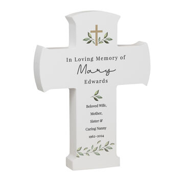 Personalised Botanical Cross Wooden Ornament, 3 of 5
