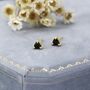 Sterling Silver Trillion Cut Black Cz Stud Earrings, thumbnail 3 of 11